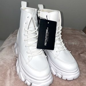 PRETTYLITTLETHING chunky white boots